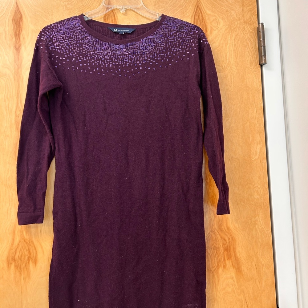 🌼3/$15🌼 Crew Clothing Company sequin wine burgundy sweater dress Size 8